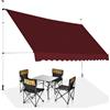 GYMAX Tenda da Sole a Bracci Regolabile in Altezza, Tenda da Sole con Manovella per Balcone, Tenda Impermeabile e Resistente al Sole, Altezza Regolabile da 2M a 3M, per Finestra (Rosso, 300 CM)