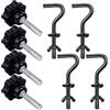 Therwen Kit di accessori per amaca, 8 pezzi, ganci di ricambio M8 x 40 mm, manopola a stella, per casa, patio, base ombrellone e giardino, colore: nero