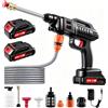 Lightasea Idropulitrice a batteria, ugello multifunzione 3-in-1, 21 V, 1500 W, 60 bar, idropulitrice portatile, con 2 ugelli, 2 batterie, tubo da 5 m, idropulitrice portatile (senza secchio)