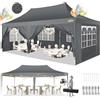COBIZI Gazebo 3x6 Pieghevole Impermeabile con 6 Parete Laterale,Grigio
