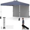 COSTWAY Gazebo Pieghevole 3 x 3 m, Gazebo da Esterno con Borsa con Ruote, Picchetti, Ancoraggi, Corde del Vento, Sacchi di Sabbia e Copertura Ventilata, Tendone Impermeabile per Feste (Grigio)
