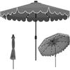 COSTWAY Ombrellone da Giardino 300 cm, con 24 Luci LED Solari, Inclinazione Regolabile, Manovella, 8 Stecche, Anti-UV, Top Ventilato, Idrorepellente, Giardino Piscina Patio (Grigio)