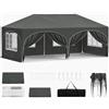 WOLTU Gazebo Pieghevole da Giardino, Gazebo Idrorepellente Pop Up da 3x6m Pannelli Laterali, Tendone Esterno, Altezza Regolabile, Protezione UV, con Custodia Grigio