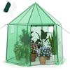 HOMASIS Serra da Balcone in PE, Serra da Giardino con Porta a Rullo, Finestra, 3 Corde e 4 Chiodi, Telaio, Casetta Invernale per Pomodori, Orto, Piante, 198 x 172 x 190 cm, Verde