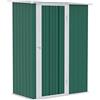 Outsunny Casetta da Giardino 1.07m² in Acciaio Zincato, Capanno Porta Attrezzi con Porta Bloccabile, Tetto Inclinato, 142x86x189 cm, Verde Scuro