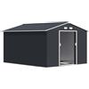 Outsunny Casetta da Giardino in Lamiera d'Acciaio 8.3 m², Capanno Porta Attrezzi con 4 Prese d'Aria, Fondazione e 2 Porte Scorrevoli, 277x322x192 cm, Grigio Scuro