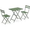 EMU Arc en Ciel Set: Tavolo Pieghevole Art. 334 Cm. 50 x 70 e 2 sedie Item 314 Colore Verde Militare cod. 17