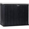 Toomax Stora Way Plus XL Baule 1270L portattrezzi 145x85x124,5h cm, in plastica resistente antracite/grigio, porta bidoni spazzatura, apertura assistita e chiusura a chiavistello, ideale per esterno