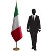 FLAGLAND Bandiera Ufficiale Italia con palo decorativo e piede robusto - Bandiera nazionale per ambasciate, consolati, istituzioni pubbliche, cerimonie ed eventi protocolari Codice CN6-IT-L
