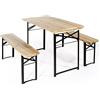 VERDELOOK | Set birreria, con 2 Panche e Tavolo in Legno Naturale, 120x60 cm, Tavolo e Panche con Gambe in Ferro