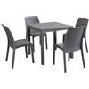 MilaniHome Set Tavolo da Giardino Quadrato Fisso Cm 80 X 80 con 4 Sedie in Wicker Stampato Taupe da Esterno Giardino
