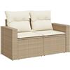 vidaXL Divano da Giardino con Cuscini a 2 Posti Beige in Polyrattan