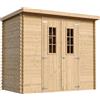 TIMBELA M310C+M310G Casetta da Giardino in Legno per Esterni CON PAVIMENTO TRATTATO 239x144xA200 cm/2.6m2 - Capanno da Giardino - Piccola Casetta in Legno, Rimessa Attrezzi, Deposito Bici