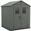 Keter Casetta da Giardino Darwin 6x6, Finitura Effetto Legno, Colore Verde Salvia, 3,3 m², 190x183x221H cm