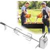 LARS360 Set per girarrosto in acciaio INOX 107 cm con 2 pezzi di ferma carne, manico e motore in acciaio INOX 220V-240V, per girarrosto per grill a gas, rosticceria, girarrosto