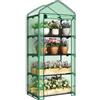 WOLTU Serra da Giardino a 4 Ripiani, Serra da Balcone con Porta Avvolgibile, Telo in PE Impermreabile, Tetto a Punta, Telaio in Metallo Verde, 69x49x158 cm
