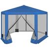 WOLTU Gazebo da Esterni, Pergolato da Giardino, Gazebo Pieghevole e Idrorepellente con Pareti Laterali a Zanzariera, Esagonale, per Campeggio, Feste, 3,8x3,3m, Set di 4 Sacchi di Sabbia, Blu