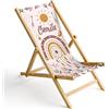 Ferocity Bambini Sedia a Sdraio Pieghevole in Legno Lettino da Giardino Poltrona Relax con Rivestimento Intercambiabile Motivo Boho [119]