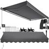 tectake®, tenda da sole per esterno a bracci estensibili, avvolgibile, manovella, impermeabile, protezione UV, tessuto poliestere, struttura alluminio, veranda, balcone, terrazzo - 300 x 250 cm Nero