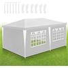Sonnewelt Gazebo da giardino, 3 x 6 m, impermeabile, in PE di alta qualità, resistente ai raggi UV, 100 g/m², con 6 parti laterali, colore bianco