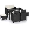 vidaXL Set da Pranzo Esterni 6 pz con Cuscini Polyrattan Nero Tavolo e Sedie