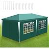 Sonnewelt Gazebo da giardino, 3 x 6 m, impermeabile, in PE di alta qualità, resistente ai raggi UV, 100 g/m², con 6 lati di colore verde