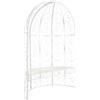 CLP Padiglione Giardino con Panca Rosie I Gazebo Padiglione in Ferro I Pergola A Semiluna Portata Max 200 kg, Colore:Bianco