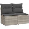 vidaXL Divano Giardino 4pz con Cuscini Grigio Chiaro Polyrattan Acacia, Set Divano da Patio, Set Divano in Rattan PE, Set arredo da Giardino