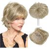 QRSTUVXZY Topper for capelli sintetici da 4,5 pollici for donne con capelli diradati - Taglio Pixie - 7x7 pollici 150 densità resistente al calore(HD22)
