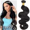 Salharer Ciocche di capelli veri da cucire, per capelli umani, extension a doppio strato, capelli Remy, 1B, colore nero naturale, per donna, 34 pollici