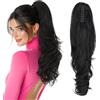 Silk-co Coda Capelli Extension Finta di Cavallo Mossi Onda Larga con Pinza Clip Ponytail 45cm 140g Marrone Scuro