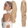 Silk-co Coda Capelli Extension Finta di Cavallo Mossi Onda Larga con Pinza Clip Ponytail 45cm 140g Biondo Chiaro/Biondo Sabbia