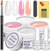 SAVILAND Kit Gel Ricostruzione Unghie 4 Colori Rosa Nudo Bianco Trasparente Gel Unghie con Base e Top Coat Semipermanente, 100PCS Forme e Pennello per Manicure Starter Nail Estensione Art e Home DIY