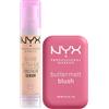 NYX Professional Makeup Bare With Me Siero Correttore Colorato 2in1 Idratante Coprenza Media 03 Vanilla + Buttermelt Blush in Polvere con Burro Mango Mandorle e Karité Colore For The Butta - Set da 2