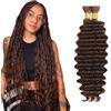 Evaxilc 30 30 Inch Human Hair Extension Deep Wave Bulk Human Braiding Hair for Boho Braids Capelli Umani Unprocessed No Weft Bulk Braiding Hair #4 Chocolate Brown 2 Bundles Total 100g