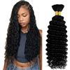 Evaxilc 30 30 Inch Human Hair Extension Deep Wave Bulk Human Braiding Hair for Boho Braids Capelli Umani Unprocessed No Weft Bulk Braiding Hair #1B Natural Black 2 Bundles Total 100g