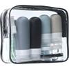 EASYKEENECOM Set da 18 Bottiglie da Viaggio in Silicone - Approvate TSA, A Prova di Perdite, Ideali per Shampoo e Cosmetici - Pratico Set da Viaggio - Contenitori da Viaggio per Liquidi