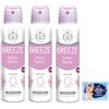 Felce Azzurra 3x BREEZE Deodorante Spray Perfect Beauty Minerals, Non Macchia la Pelle, 0% Sali di Alluminio 150ml + 1 Confezione di Talco Felce Azzurra in omaggio, Busta da 100g