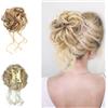 WTKYLMP Curly Bun Hair Claw Clips,Messy Bun Hair Piece,Tousled Updo Hair Bun Curly Clip,Wavy Curly Hair Wrap Ponytail,Synthetic Hairpieces Hair Scrunchies Chignon For Women Girls (Gold)
