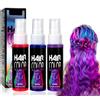 Generico Spray colorante temporaneo per capelli in 3 colori, spray colorato per capelli, tintura lavabile, per cosplay, balli scolastici, feste, Natale, Halloween (3pcs-Rosso, Blu, Viola)