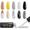 VidaRosa Set 5 smalti per unghie in gel UV LED per pittura pennarelli professionali per nail art disegno per unghie per salone manicure per dettagli a strisce, nero, bianco, oro, argento, oro rosa