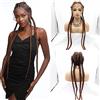 SereneWig, Parrucca con 4 trecce castano scuro, con piccole ciocche sull'attaccatura, castano naturale, con attaccatura frontale in tulle, con 2 doppie trecce lunghe, per donne, drag queen