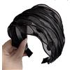 Whakano Fascia per capelli in organza, per donna, larga, alla moda, accessorio per capelli, per donne e donne, per tutti i giorni, trucco, compleanno, feste, vacanze, yoga, matrimonio, nero con pois