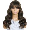 xiuling4568 Parrucca in capelli umani con frangia, effetto mosso, senza pizzo, da indossare e indossare, senza colla, densità 180, for donne Extension per Capelli(22 inch)