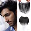 GGAUBAIFI Parrucchino per uomo sulla fronte dell'attaccatura dei capelli 100% pelle di capelli umani PU Posticci per uomo Topper per capelli frontale, 0,79X9,8 pollici, 9,6 pollici Colore nero