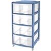 Tontarelli Cassettiera Bambù Medium con 4 cassetti alti, in plastica, colore Trasparente / Azzurro