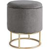 Yellowshop Pouf Paul, Contenitore con Gambe Oro, Velluto, Grigio Scuro, 34,5x45 cm