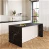 VE.CA.s.r.l. VE.CA - Isola Cucina Sophia con Piano Lavoro 90x154x83 cm, Made in Italy - Mobile Cucina Moderno, Credenza con 3 Ante - Ideale come Tavolo da Pranzo - Marmo Nero