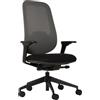 LUXY IKIGAI - Sedia Ufficio Ergonomica Professionale, Schienale Regolabile in Rete, Sedile in Tessuto Nero, Braccioli 4D, Meccanismo Sincronizzato con Traslatore, Made in Italy