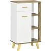 DecHome - Mobile Bagno Salvaspazio Moderno con Armadietto Cassetto e Ripiani in Legno 50x30x89cm Bianco